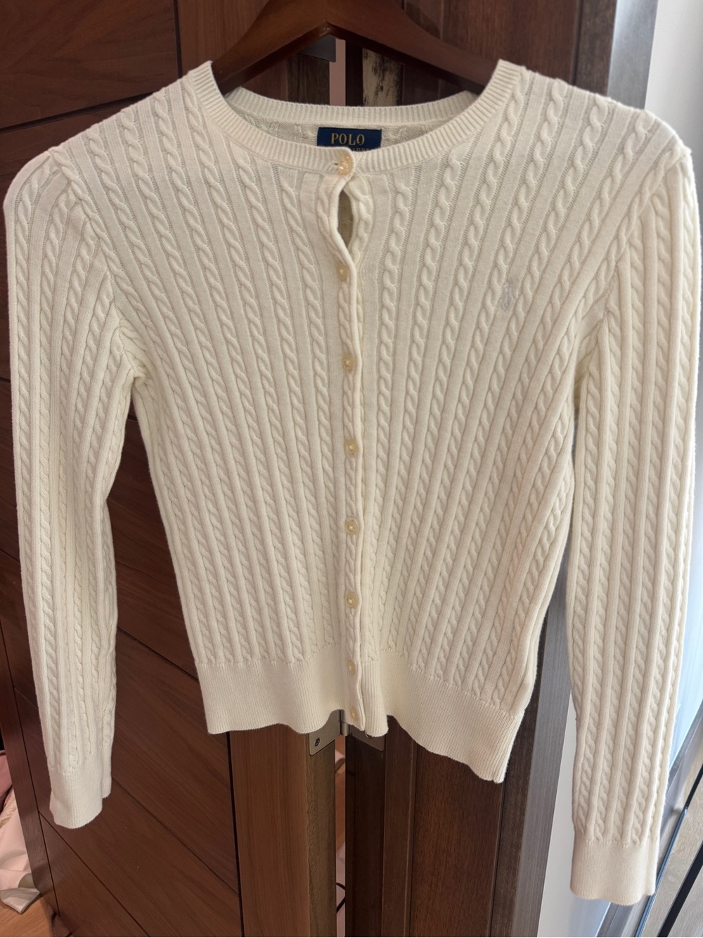 Polo by Ralph Lauren Ivory Cable-Knit Button-Up Cardigan